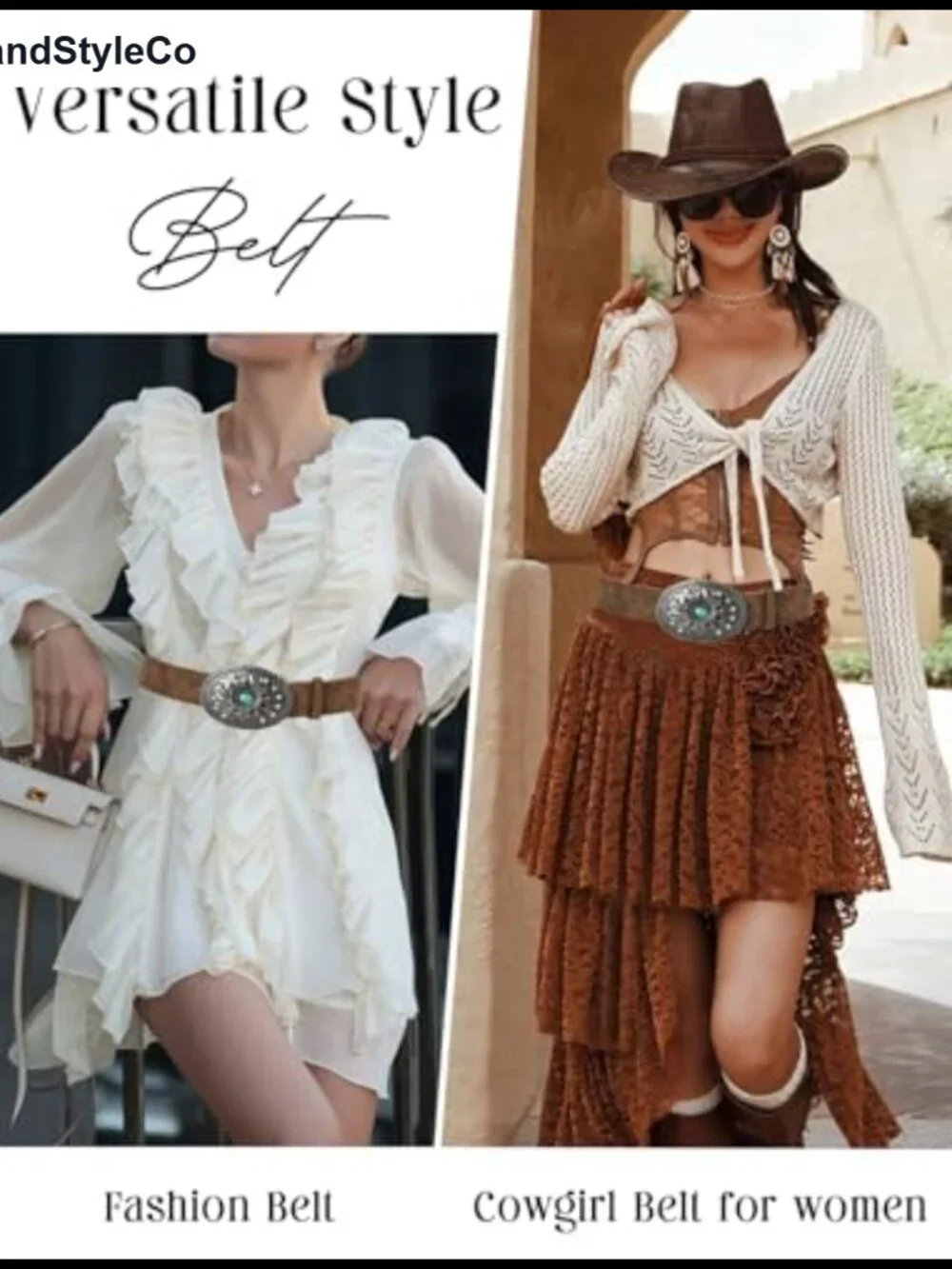Vegan Leather Western Belt with Turquoise Rhinestone Buckle, Faux Leather,
